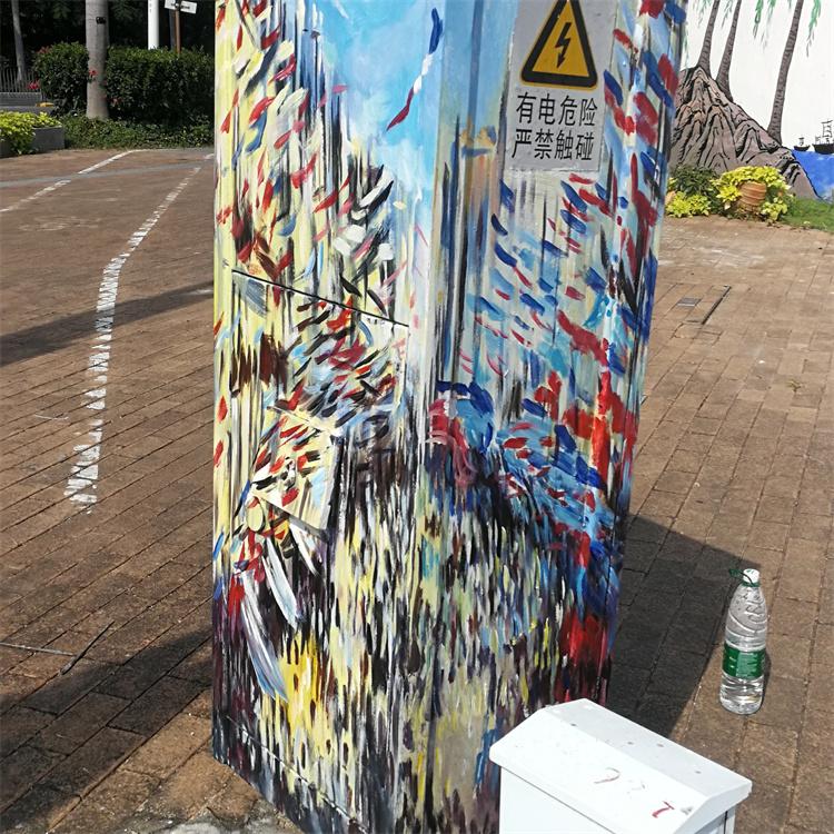 配电箱彩绘 室外电表箱涂鸦 手绘油画风景壁画 城市美化装饰