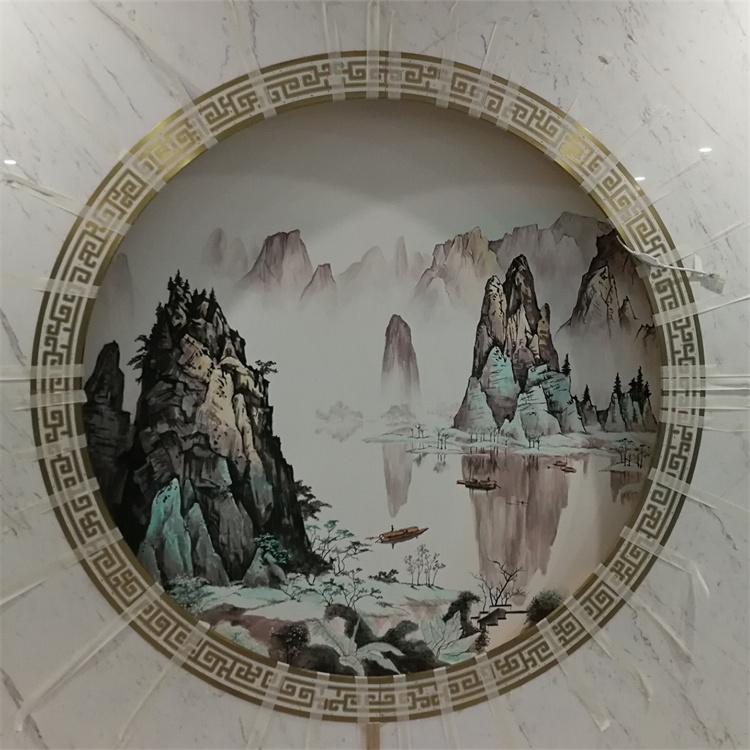 室内墙体彩绘浮雕山水  棚顶手绘 别致新颖 不易褪色 