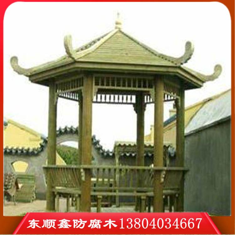 本溪四角防腐木凉亭施工安装 批发定做