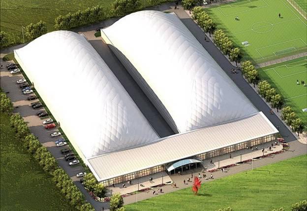 运动中心封闭气膜建筑，体育场气膜建筑，内部无立柱，搭建速度快，使用寿命久