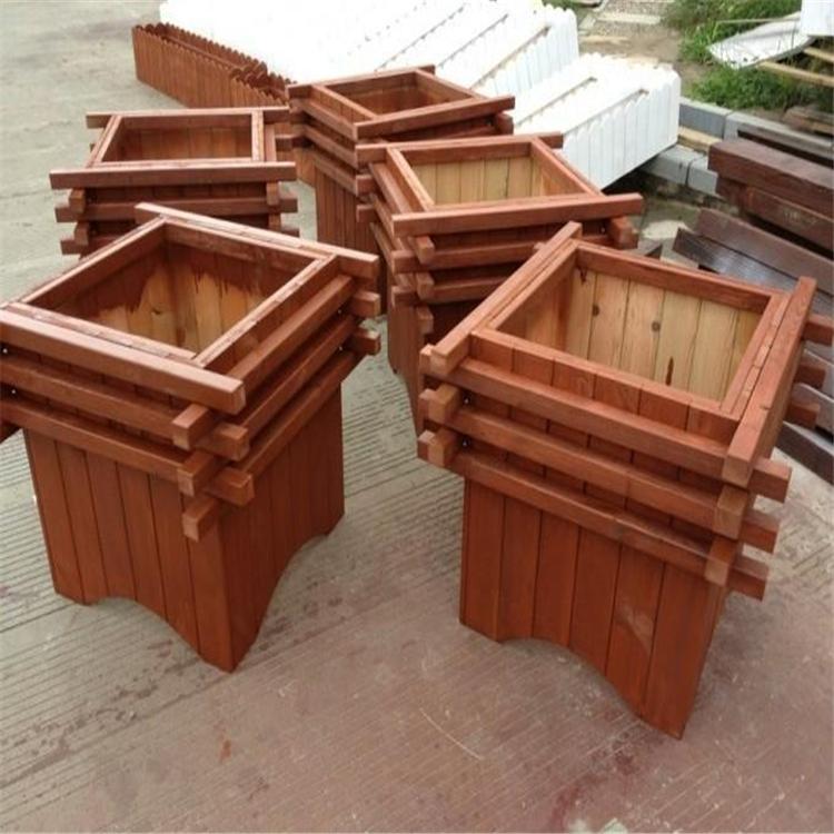 沈阳户外公园防腐木花箱 广场防腐木花箱 防腐木花盆 定制厂家