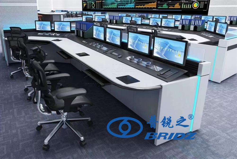 自动化监控操作台定制 加厚工作调度桌指挥中心控制台机柜木质平台