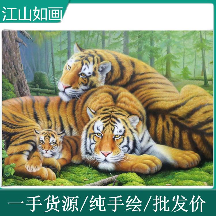 油画 森林之王 油画 专业定制朝鲜油画 朝鲜艺术品创作基地