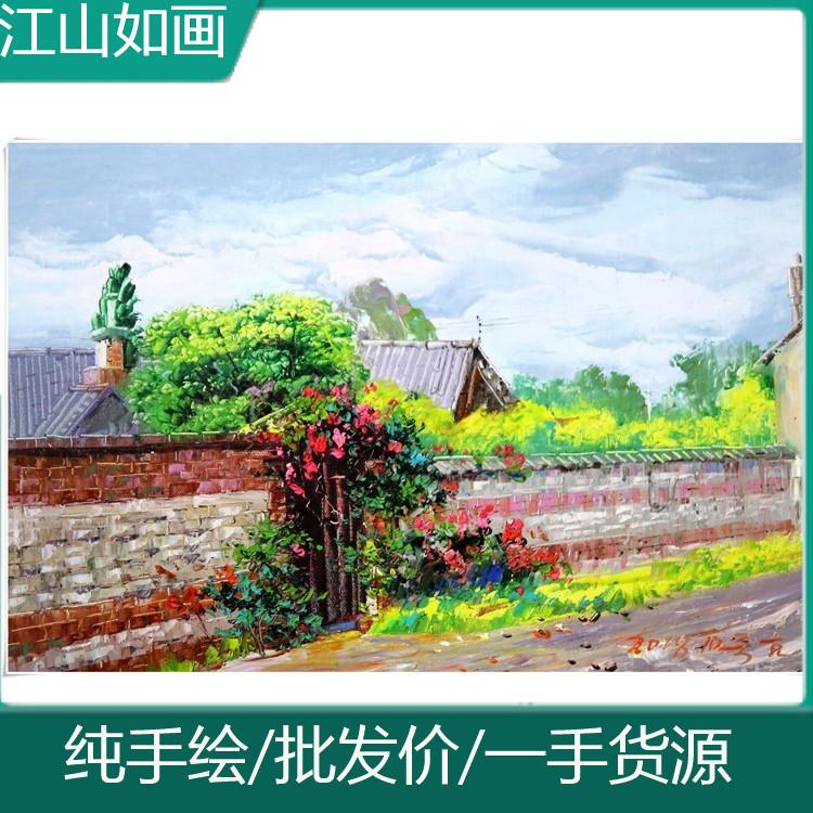 手绘油画定制欧式山水画风景画美式挂画鹿客厅壁画玄关装饰画