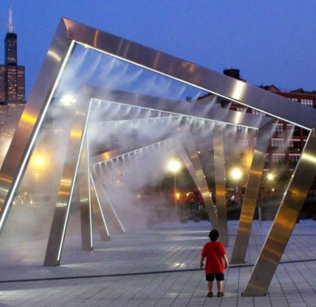 哈尔滨暖尔雾化门公共场所互动装置网红打卡景点景区水烟雾水雾环  鲁艺雕塑 