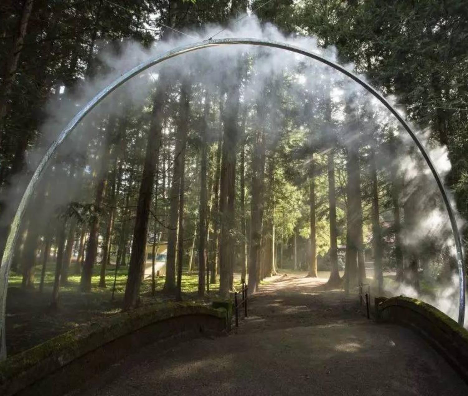 吉林网红水雾门烟雾门不锈钢创意互动雾化环景观互动装置夏季清凉景观  鲁艺雕塑 