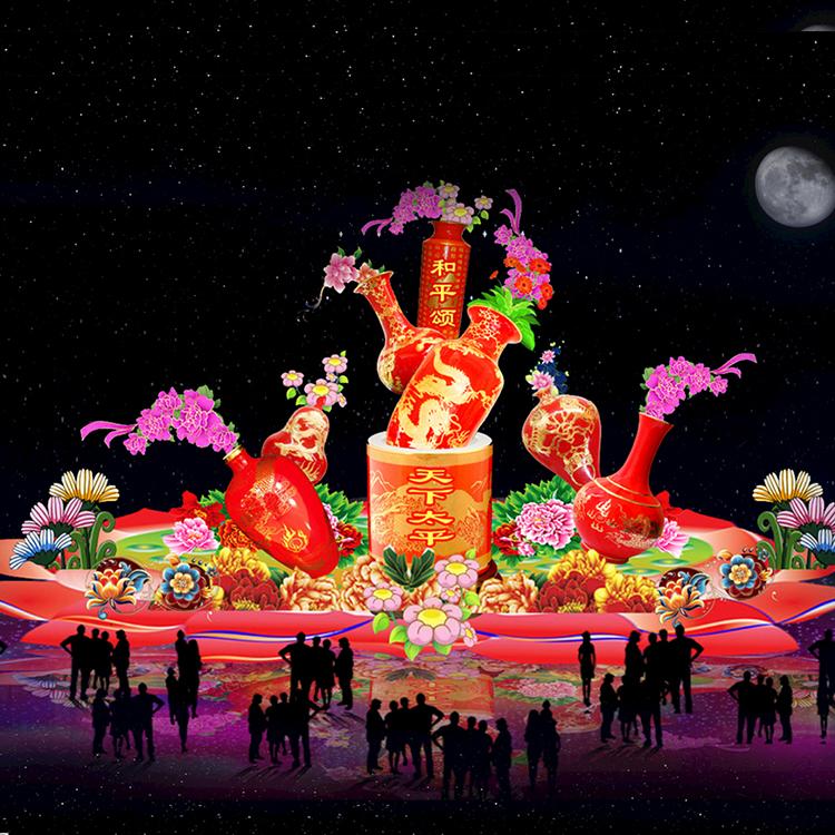 春节大型户外传统花灯防水铁艺灯光拱门节日花灯隧道拱门楼定制厂