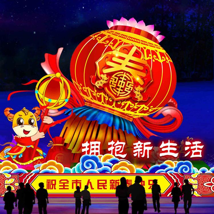 2022春节元宵节广场装饰财神爷造型花灯大型节日花灯专业制作