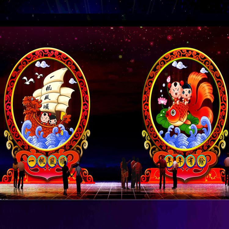 荷花仙鹤手工花灯造型自贡铁艺裱布工艺源头厂家支持定做