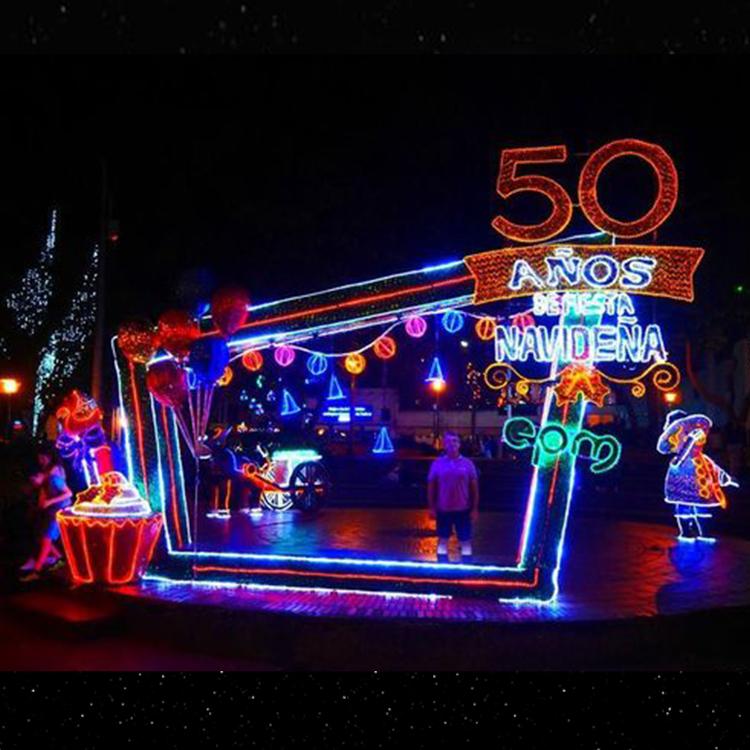 跨境货源LED太阳能灯串户外防水8功能圣诞老人灯串节日装饰彩灯