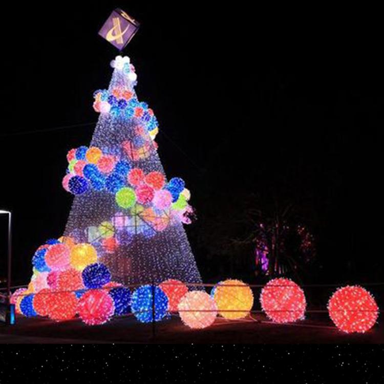 圣诞美陈小吃街灯光造型发光商场创意圣诞制作亮化夜景布置