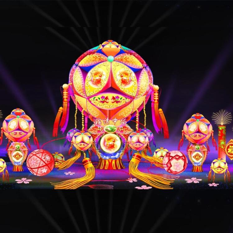 2022新品春节日传统自贡牛年公园民俗花灯制作工厂家十二生肖花灯