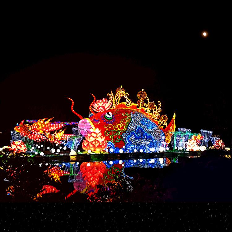 定制自贡工艺花灯金鱼造型公园户外节日灯会氛围装饰场景布置鱼灯