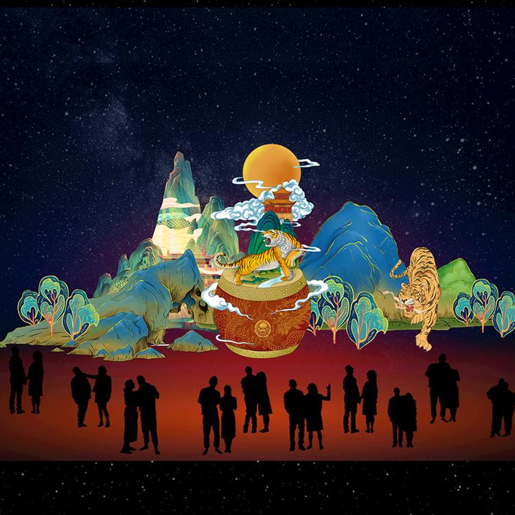 户外广场街道商业步行街美陈装饰园林景区亮化LED街景制做大连