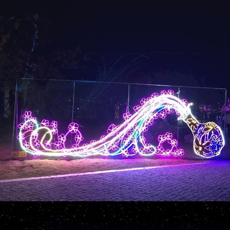 城市街景亮化公园布置亮化梦幻灯光节城堡平面造型灯哈尔滨