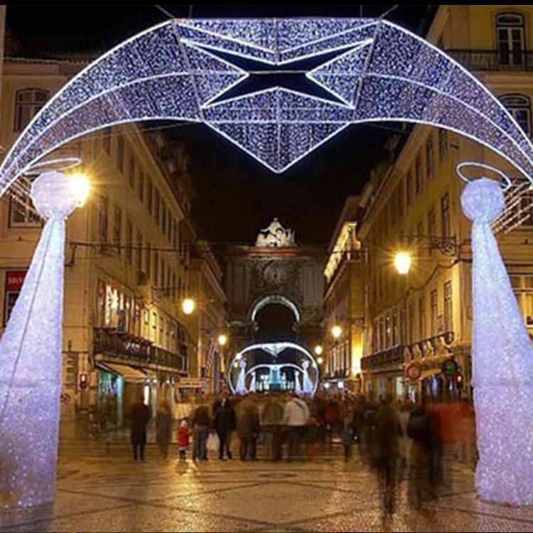 旋转七彩变幻镜面亚克力闪光圣诞树BilingBiling圣诞框架灯光道具长春