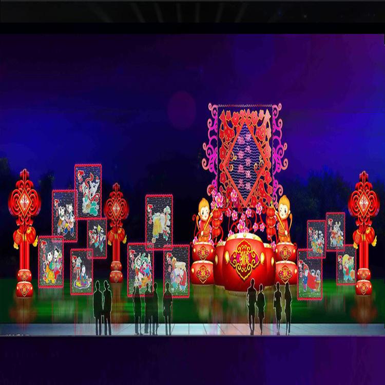 虎年花灯十二12生肖灯笼卡通新年彩灯大型民俗灯会春节财神花灯长春