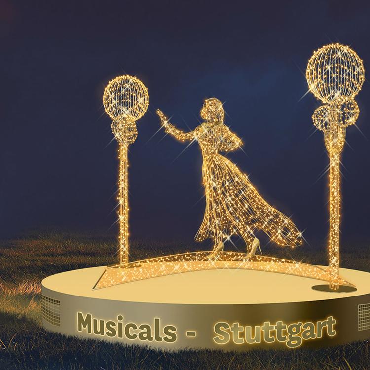 制做大型节日装扮商业美陈蓝色幻彩亚克力LED发光霓虹灯圣诞树厂长春