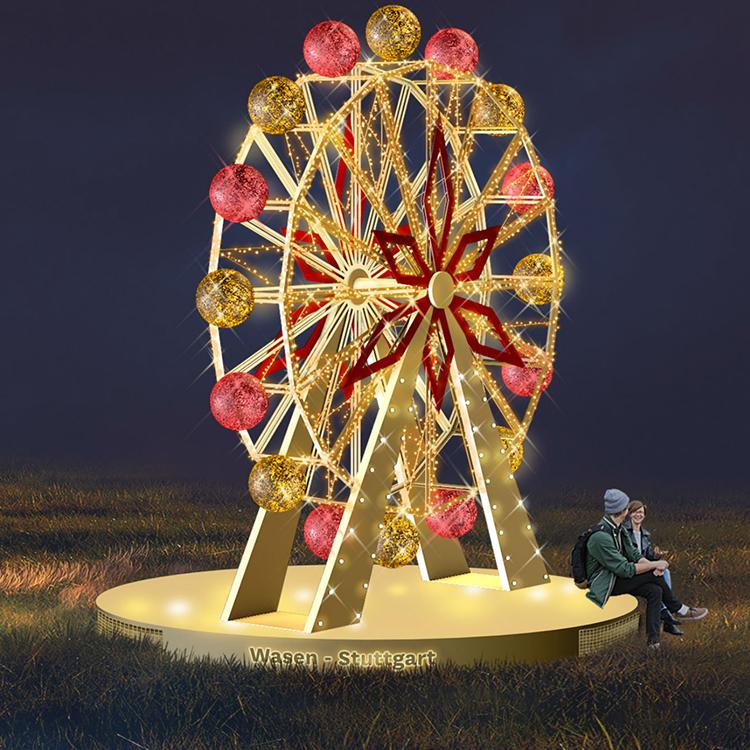 圣诞美陈酒店户外装饰led发光圣诞树七彩魔法铁艺圣诞树制作厂家大连