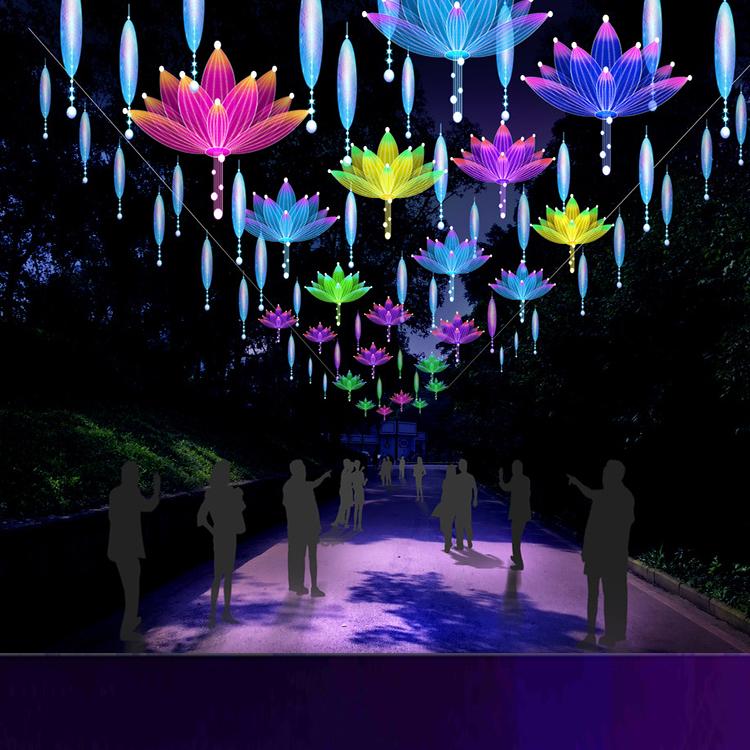 圣诞节户外led框架灯光场景装饰圣诞节灯光蓝色圣诞树场景工程大连