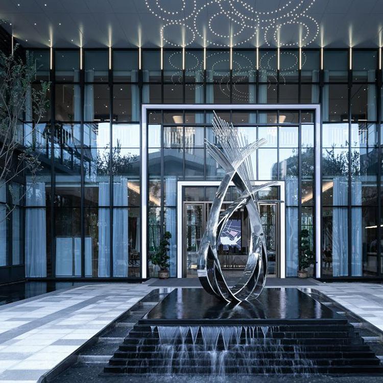 不锈钢雕塑户外大型铁艺园林景观金属镜面售楼处水景艺术小品摆件大连
