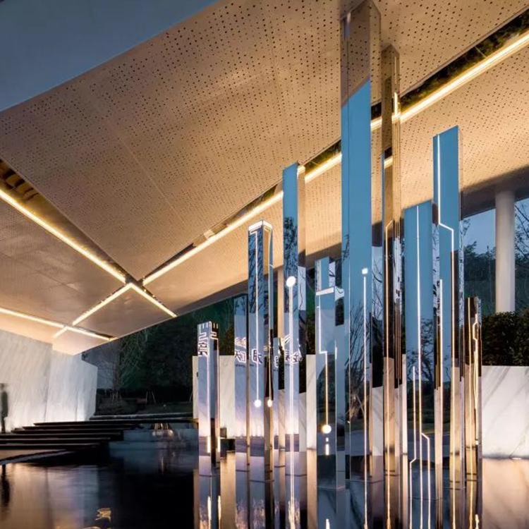 来图定制不锈钢雕塑大型摆件校园广场个性创意抽象圆圈景观雕塑哈尔滨