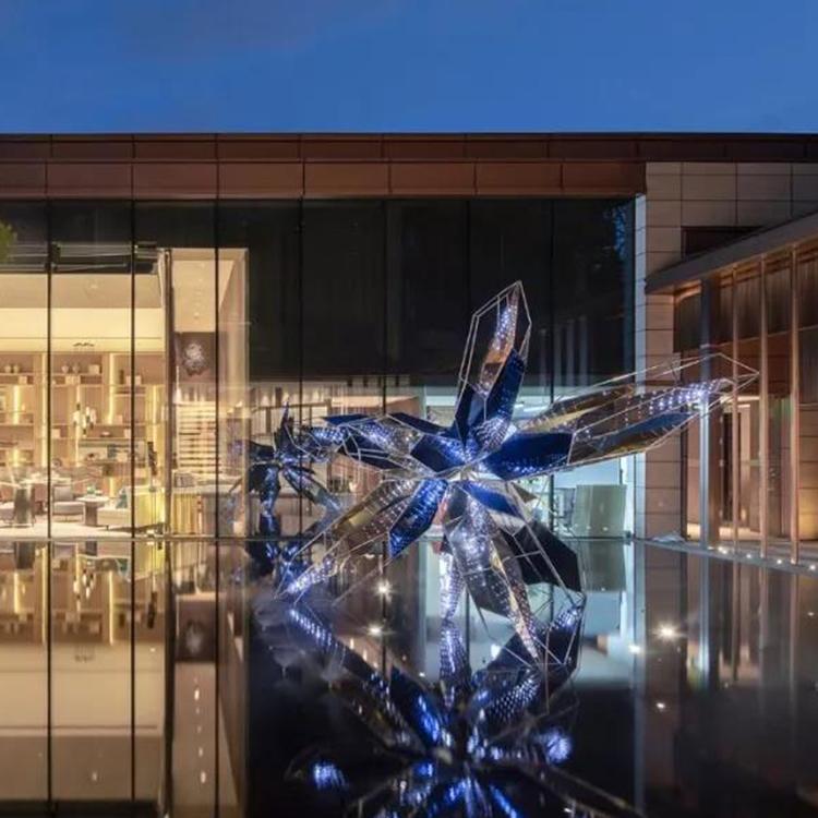 大型不锈钢雕塑户外园林公园广场景观红色抽象创意造型地标摆件大连