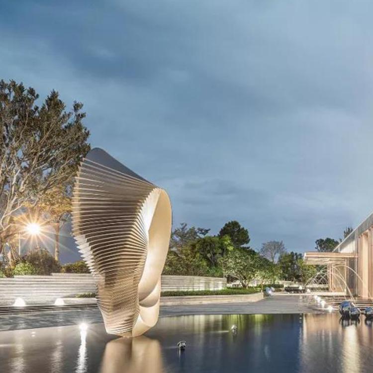 雕塑厂家大型户外不锈钢镜面雕塑园林景观小区地产水景摆件大连