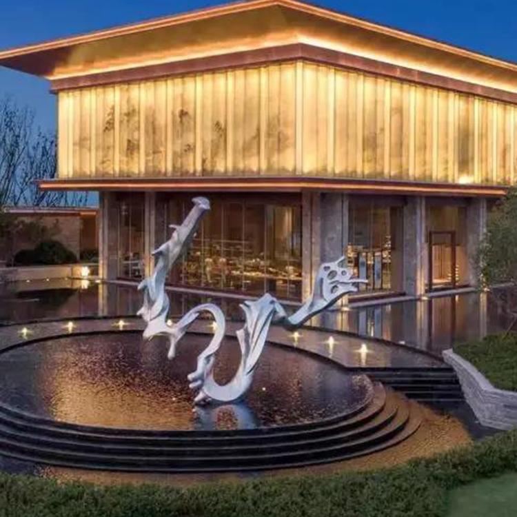 不锈钢镂空鹿雕塑户外楼盘景观金属抽象几何动物镜面发光麋鹿摆件大连