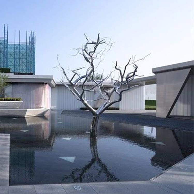 不锈钢镜面雕塑小区水景浪花造型酒店广场发光镜面月亮金属摆件沈阳