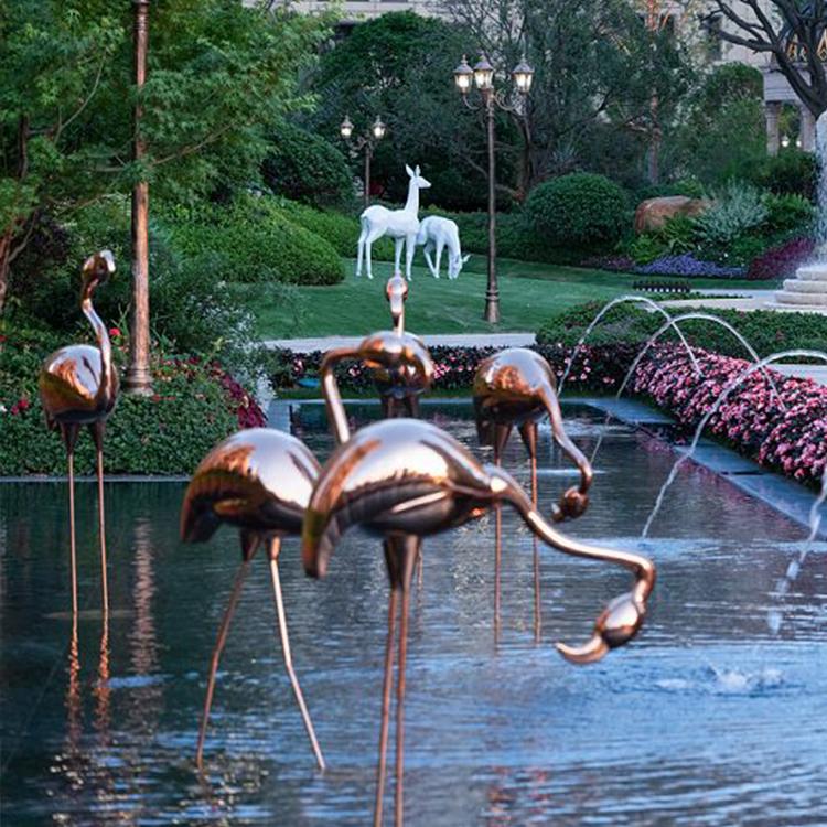 景区造景别墅庭院装饰雕像动物铁艺152超大火烈鸟花园户外摆件大连