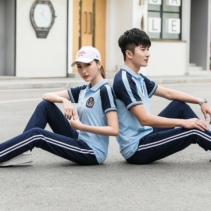 学院风夏季短袖套装 初中学生高中生运动校服套装 沈阳韩版校服定制厂家