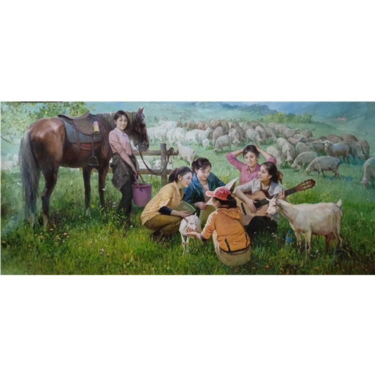朝鲜油画批发 人物画 248X118专业定制