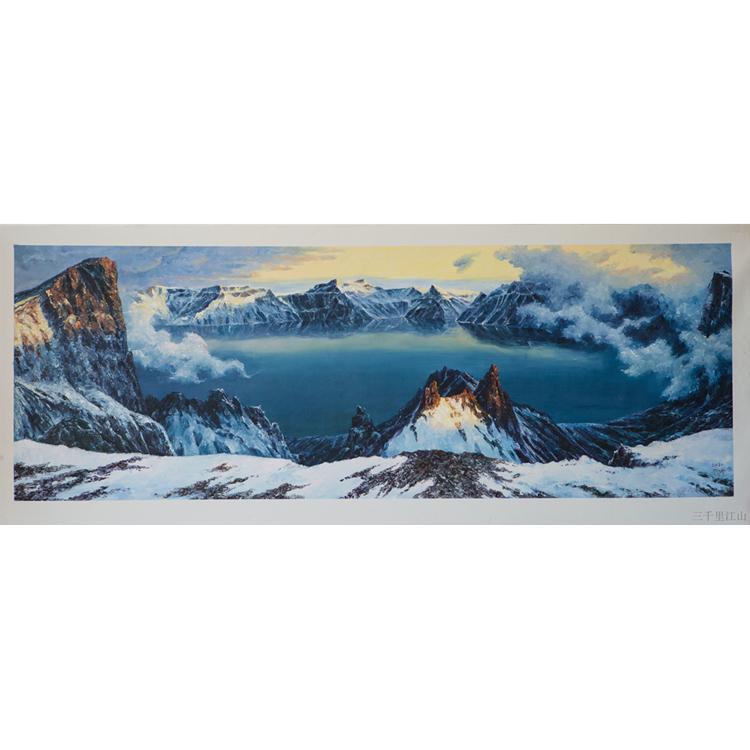 朝鲜油画 风景油画 天池 定制批发厂家