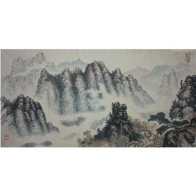 朝鲜国画 风景国画 133X66 定制批发