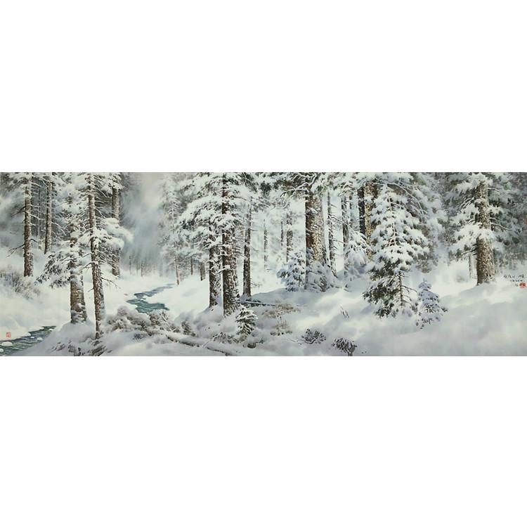 朝鲜国画 风景国画 178X63 定制批发