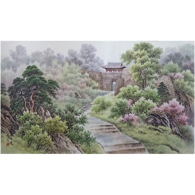 朝鲜国画 风景国画 120X69 定制批发