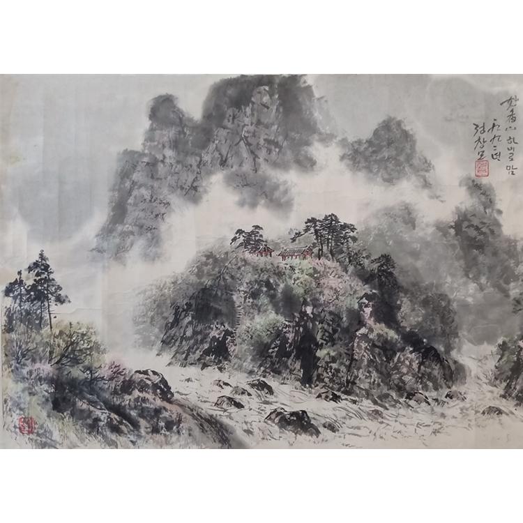 朝鲜国画 风景国画 66X48 定制批发