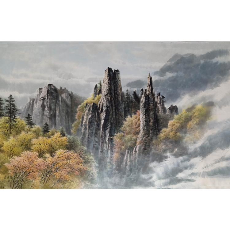 朝鲜国画 风景国画 110X68 定制批发