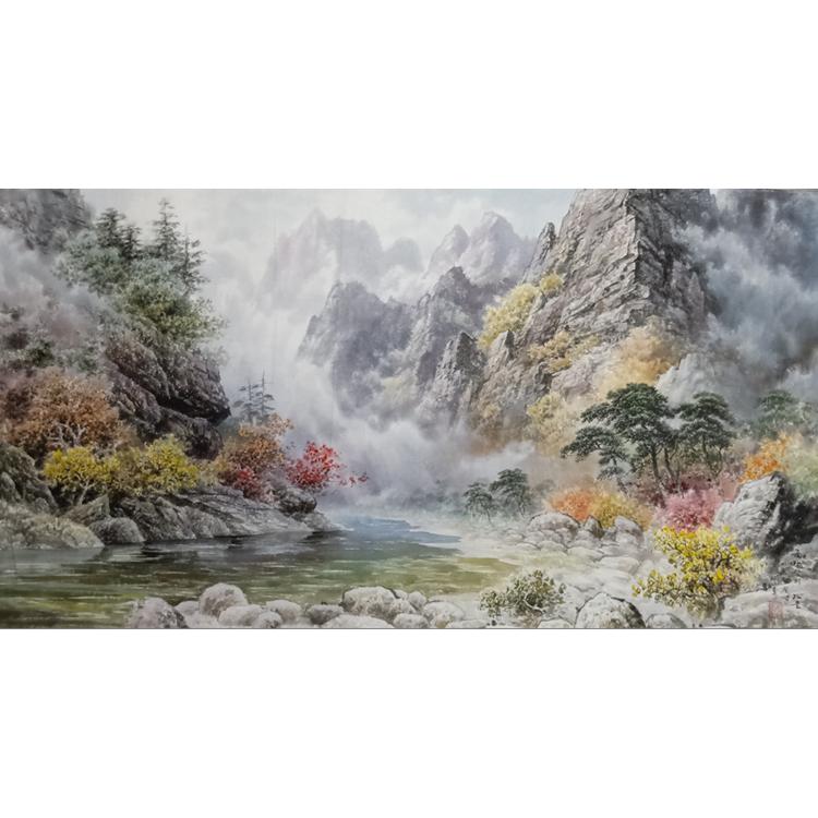 朝鲜国画 风景国画 127X69定制批发