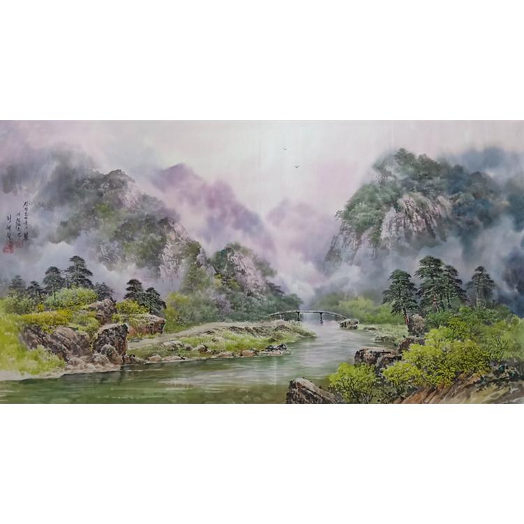 朝鲜国画 风景国画 123X66 定制批发