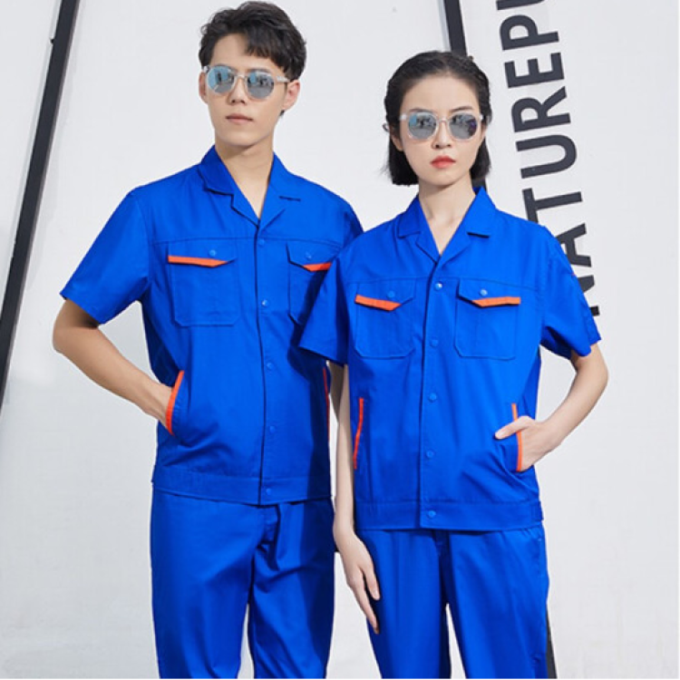 夏季工作服男女半袖套装 工厂工作服批发定做 大量现货