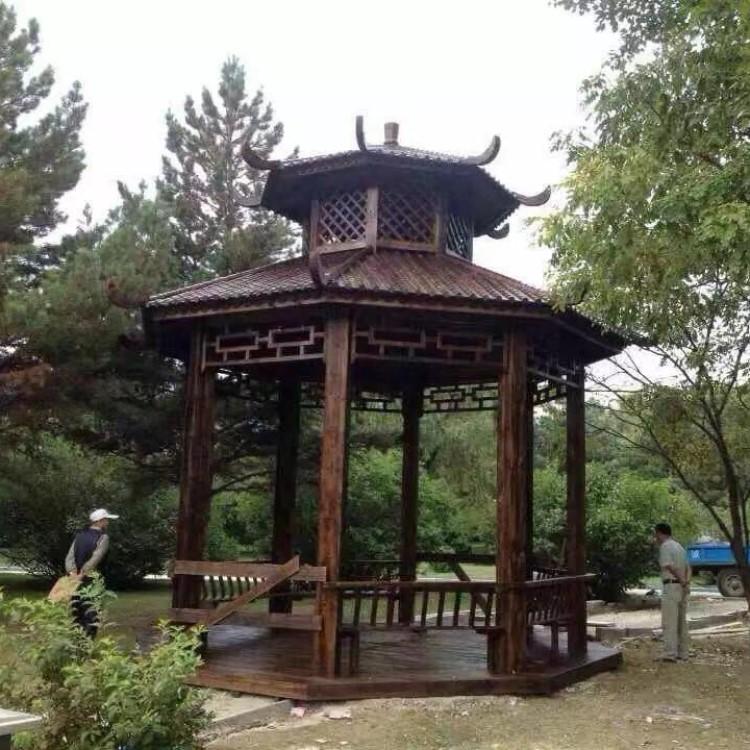 沈阳防腐木凉亭   碳化木凉亭    防腐木 碳化木加工