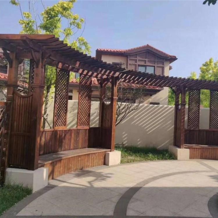 沈阳廊架定做 单排防腐木廊架 户外廊架高品质用料【天意园林】