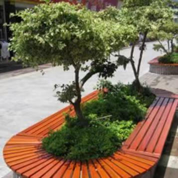 沈阳防腐木围树椅 碳化木围树椅 钢木结合围树椅