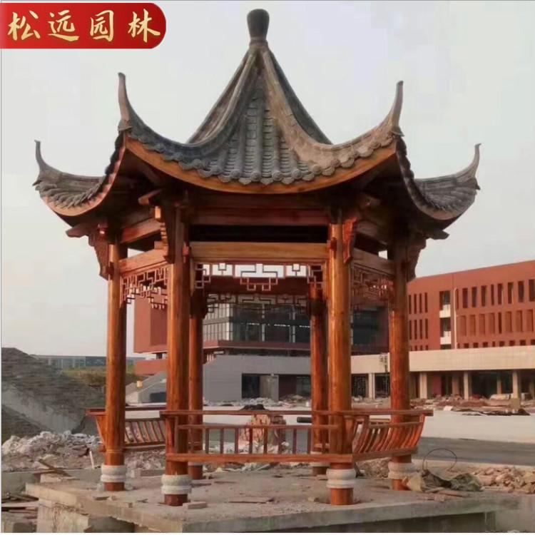 沈阳六角凉亭 松远防腐木厂家专业定制各类凉亭木屋