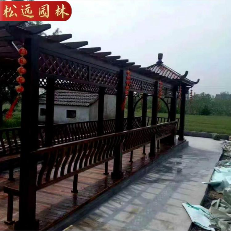 单双侧防腐木廊架 沈阳松远园林用料考究，免费设计