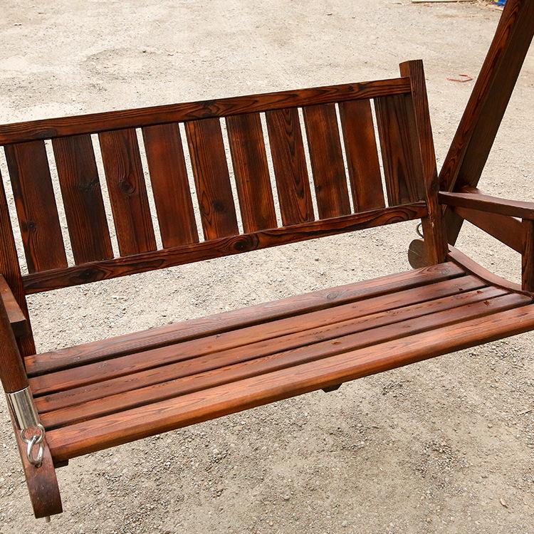 沈阳庭院公园碳化实木秋千 户外秋千 欧式风格防腐木秋千