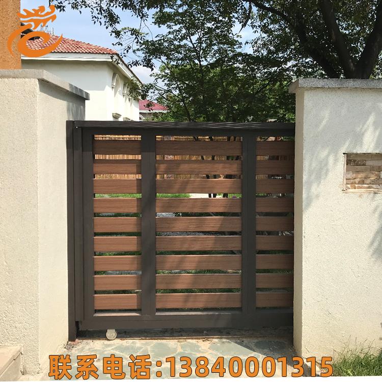 沈阳别墅庭院门简约定制庭院门 铝艺木纹庭院 铝艺庭院门 庭院门厂家