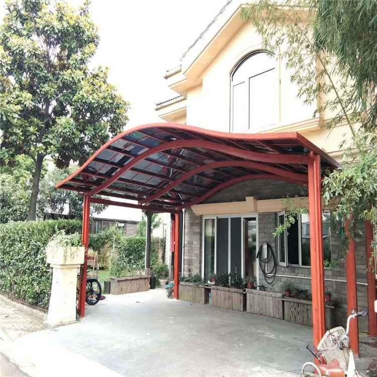 铝合金车棚价格 名典材料 加强型铝合金车棚 四柱汽车遮阳篷 防晒雨篷批发 别墅铝合金窗台雨棚部分地区包安装 铝合金车棚厂家